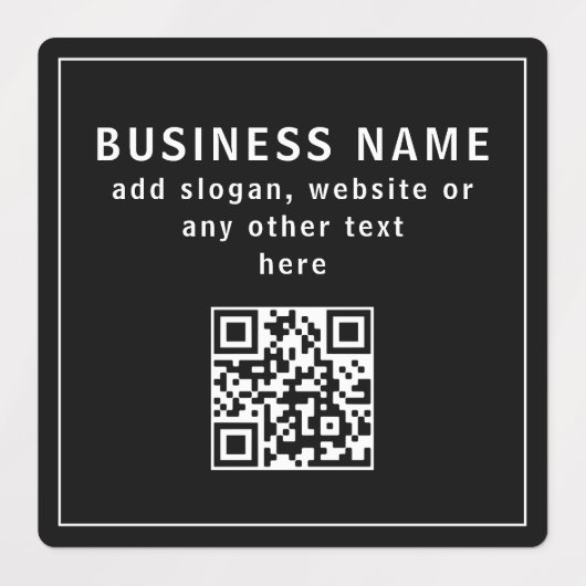 QRコードまたはロゴのアップロード |黒モダンの防水 ラベル (デザイン1)