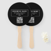 QRコードまたはロゴのアップロード |黒モダン色 ハンドファン (正面&裏面)