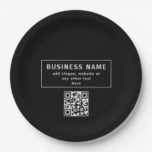QRコードまたはロゴのアップロード  黒モダン色 ペーパープレート