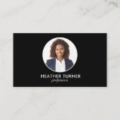 QRコードまたはロゴプロフェッショナルヘッドショットフォトブラック 名刺 (正面)