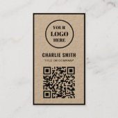 QRコードまたはロゴLブラックスクリプモダントの素朴追加 名刺 (正面)