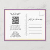 QRコードをすべて1つのスクリプトモダンで管理結婚する インビテーションポストカード (裏面)