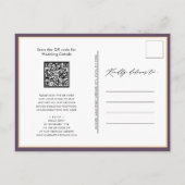 QRコードをすべて1つの金ゴールドスクリプトシックで結婚管理 インビテーションポストカード (裏面)