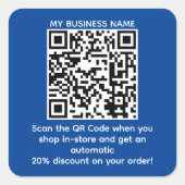 QRコードをスキャンしてディスカウントカスタムブランドブルー スクエアシール (正面)