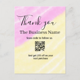 QRコードをスキャンしてフォローしてください ありがとうございます クーポンコード ピンク ポストカード