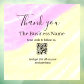 QRコードをスキャンしてフォローしてください ありがとうございます ピンクの割引コード ウィンドウサイン (シート3)