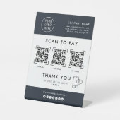 QRコードをスキャンして支払う | 企業ロゴ 非接触 台座サイン (正面)