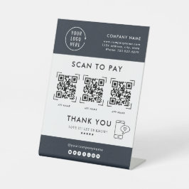 QRコードをスキャンして支払う | 企業ロゴ 非接触 台座サイン