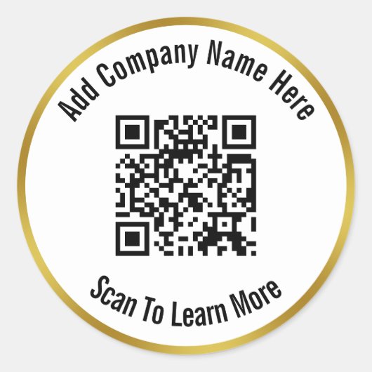 QRコードをスキャンし学て、白黒と金ゴールドを向上 ラウンドシール (正面)