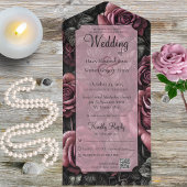 QRコードを使用したゴシック様式のメイブ、グレーおよびブラックバラ オールインワン招待状