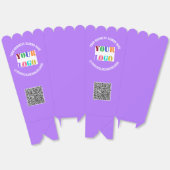 QRコードを使用したデザインロゴポップコーンボックスの例 フェイバーボックス (見開き)