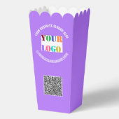 QRコードを使用したデザインロゴポップコーンボックスの例 フェイバーボックス (正面)