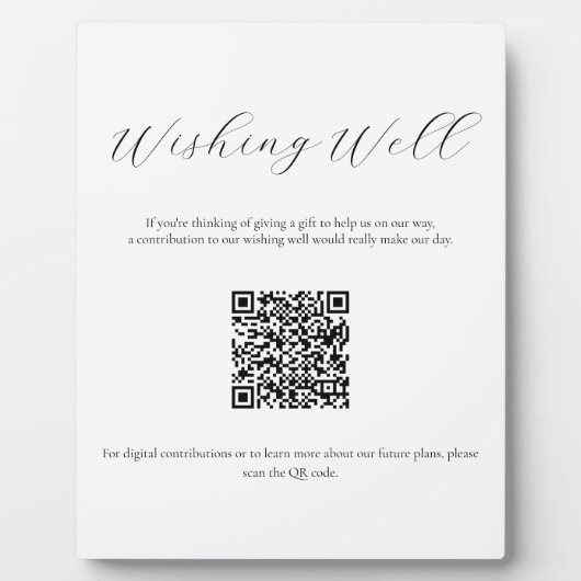 QRコードを使用したミニマリストwishing Well Sign フォトプラーク (正面)