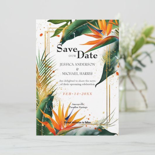 QRコードを使用した極楽至福の鳥 セーブザデート (スタンド正面)