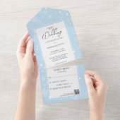 QRコードを使用した淡い色のアイスブルーへの積雪 オールインワン招待状 (貼ってはがせる)