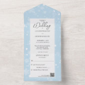 QRコードを使用した淡い色のアイスブルーへの積雪 オールインワン招待状 (内側)