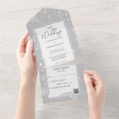 QRコードを使用した灰色の雪の落下 オールインワン招待状 (貼ってはがせる)