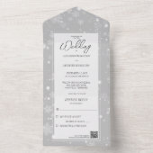 QRコードを使用した灰色の雪の落下 オールインワン招待状 (内側)