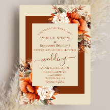 QRコードを使用した燃えたオレンジ色と錆結婚びフローラ