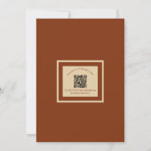 QRコードを使用した燃えたオレンジ色と錆結婚びフローラ 招待状 (裏面)