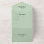 QRコードを使用したSage Greenの青とアイボリーのバラ オールインワン招待状 (外側)