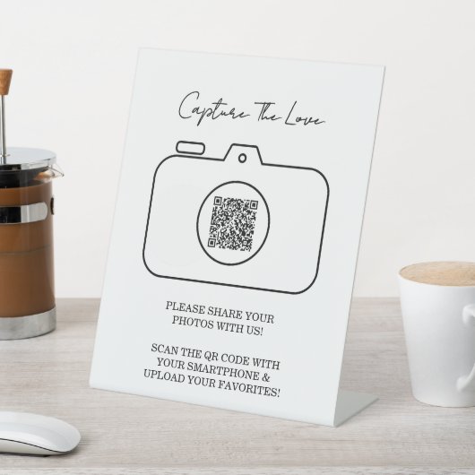 QRコードを共有する愛の写真をキャプチャ 台座サイン (インサイチュ)