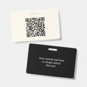 QRコードを即座に作成 | 編集可能なオフホワイト バッジ (正面＆裏面)