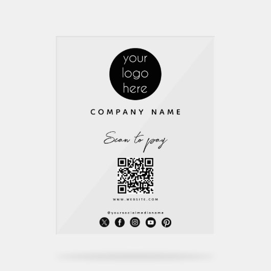 QRコードを支払うビジネスロゴのスキャンSNS アクリルサイン (正面)