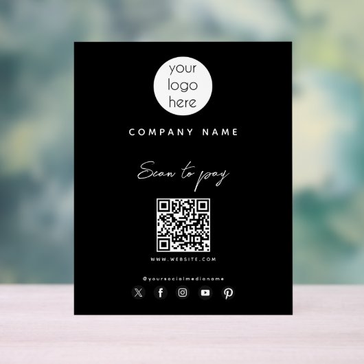 QRコードを支払うビジネスロゴのスキャンSNS アクリルサイン (ニュートラル)