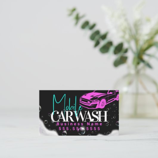 QRコードを詳述した移動洗車車両 名刺 (スタンド正面)