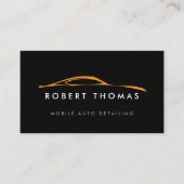 QRコードを詳述するブラックとオレンジの自動 名刺 (正面)