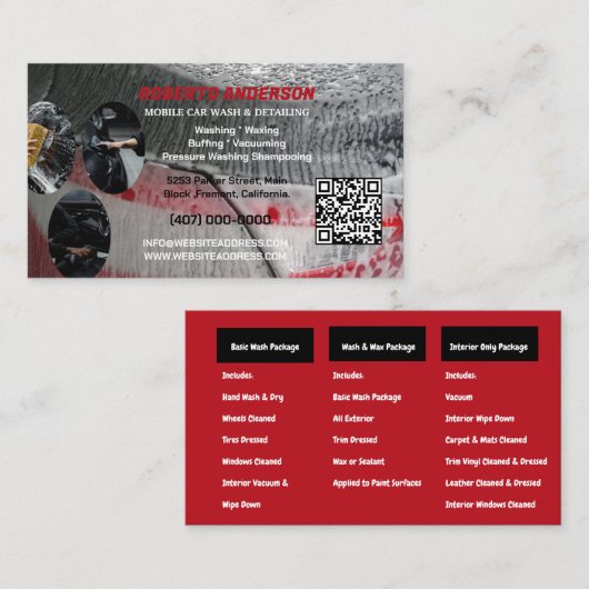 QRコードを詳述するモバイル車の洗車自動 名刺 (正面/裏面)