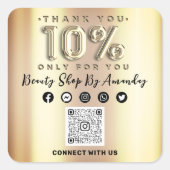 QRコードを10%オフにして感謝の気持ちを表示フェイク スクエアシール (正面)
