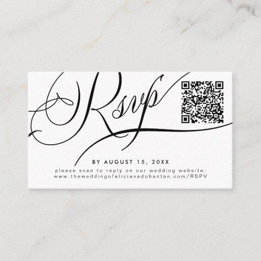 QRコードをWebサイ結婚トのオンラインRSVPに エンクロージャーカード (正面)