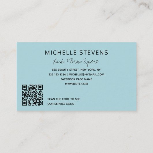 QRコードアクアブルーブラックラッシュ技術者タイポグラフィ 名刺 (裏面)