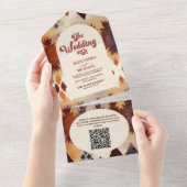 QRコードアステカトバルブラウン西結婚民族 オールインワン招待状 (貼ってはがせる)