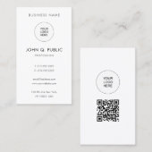 QRコードアップロードロゴモダンエレガントシンプル縦型 名刺 (正面/裏面)