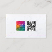 QRコードアップロードロ企業のゴ白大理石金ゴールド 名刺 (裏面)