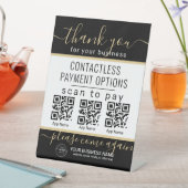 QRコードアップロード&ロゴ3支払いアプリ金ゴールド&ブラック 台座サイン (インサイチュ)