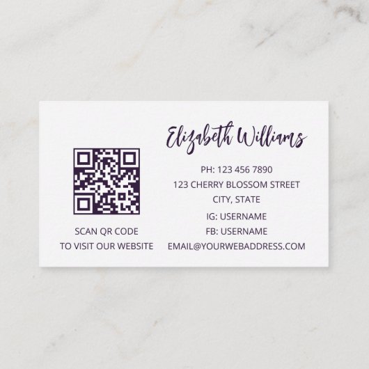 QRコードアメジスト宝石ストーン 名刺 (裏面)