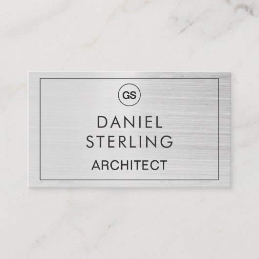 QRコードアーキテクトつや消し銀モノグラム 名刺 (正面)