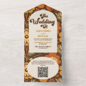 QRコードアーモダンチレトロ70sフローラ結婚 オールインワン招待状 (内側)