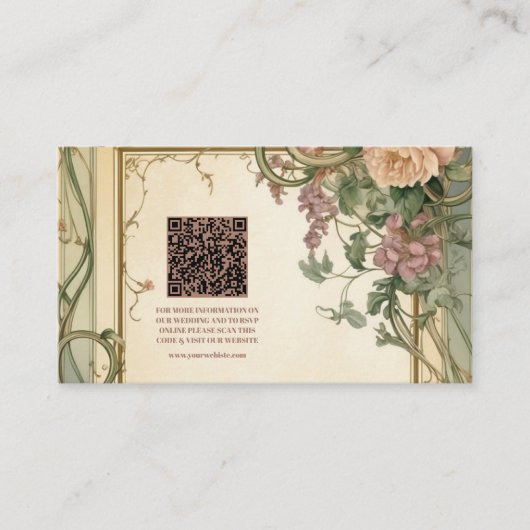 QRコードアールヌーボーボエレガントタニカル結婚ズ エンクロージャーカード (正面)