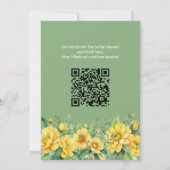 QRコードイエローのセージの花柄のカップルのシャワーパーティー 招待状 (裏面)