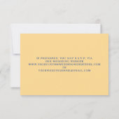 QRコードイエローストライプフローラブルー結婚のQR RSVP (裏面)