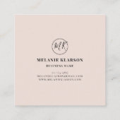 QRコードイニシャルミニマルモノグラムブラックとアイボリー スクエア名刺 (裏面)