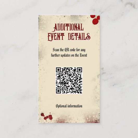 QRコードイベント詳細ヴィンテージドラキュラハロウィーン エンクロージャーカード (裏面)