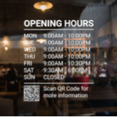 QRコードウィンドウが固定されたホワイトストア時間記号 ウィンドウサイン