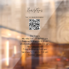 QRコードウィンドウが固定された営業時間 ウィンドウサイン