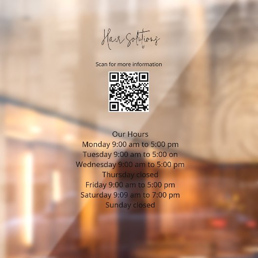 QRコードウィンドウが固定された営業時間 ウィンドウサイン (シート2)